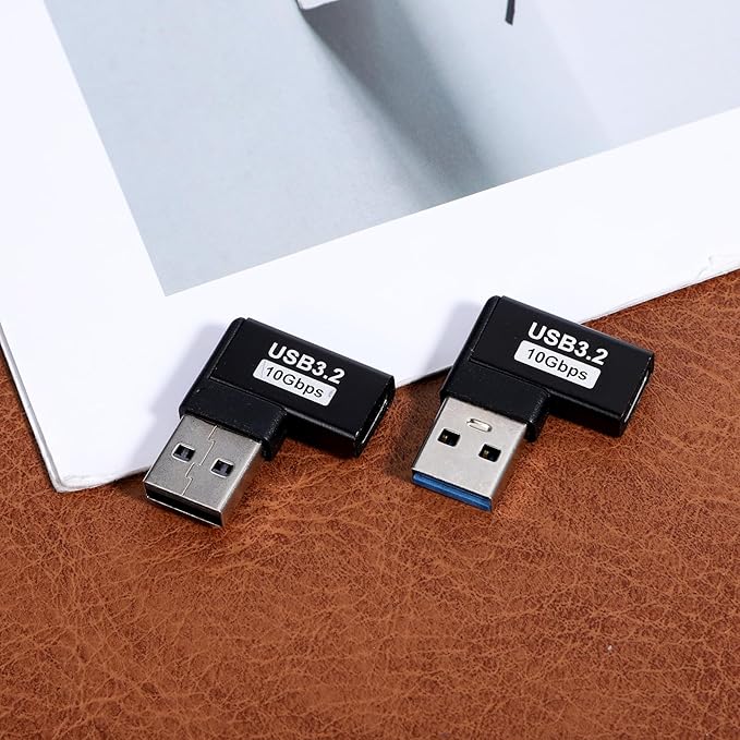 2 Pack 90 Degree USB to USB C Adapter Right Angle Type-C Female to A Male Vertical Up and Down Angle Vertical Port Changer Extender Connector for Laptop Mouse Keyboard
