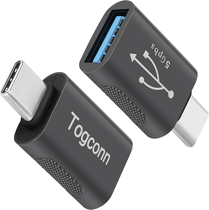 USB-C to USB A Adapter (2 Pack), [Slim Design, Side-by-Side Use] USB Type-C to A OTG Converter, USB C (Male) to USB A 3.0 (Female) Connector for MacBook Pro, iPhone 15, Galaxy S23, Zinc Alloy Shell
