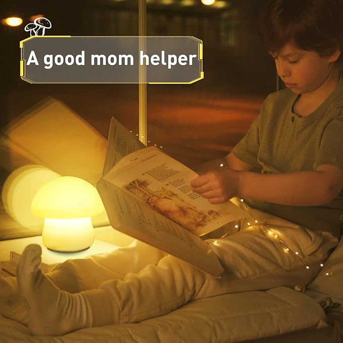 Mushroom Lamp, Rechargeable Night Light, Multi-Color LED Mushroom Nightlight, Dimmable Nightlamp for Breastfeeding, Nursery Squishy Silicone Lamp for Bedroom(Tap/Remote Control)