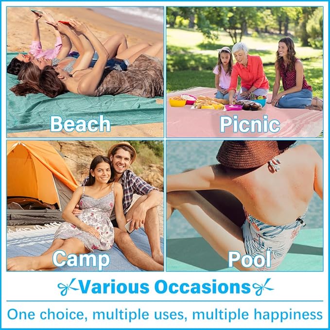 Oversized Turkish Beach Towel Blanket XXL Cotton Sandproof Towels Boho Woven Extra Large Big Sand Free Giant Throw Thick Blankets Huge Quilt XL Picnic Camping Necessities Cloud For Adult Gifts Teal
