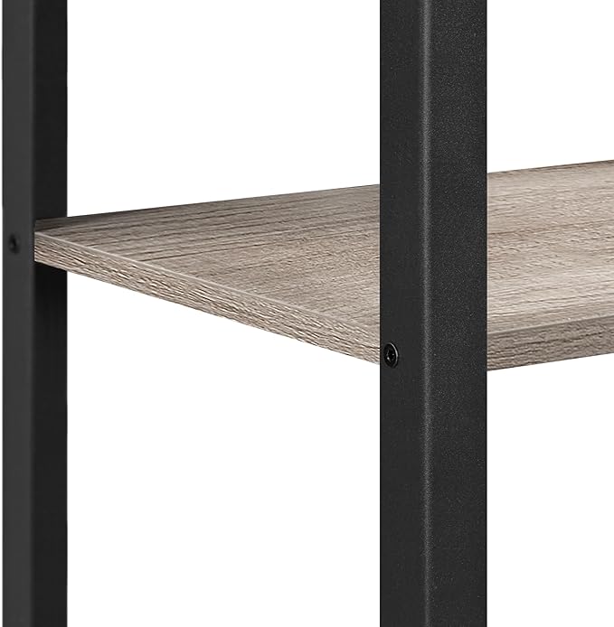 Yaheetech Tall End Table Set of 2, 18x14x29.5 inch Industrial Side Table with Strong Wooden Shelves, 2PCS Slim 3-Tier Telephone Table with Metal Frame for Living Room, Small Places - Gray