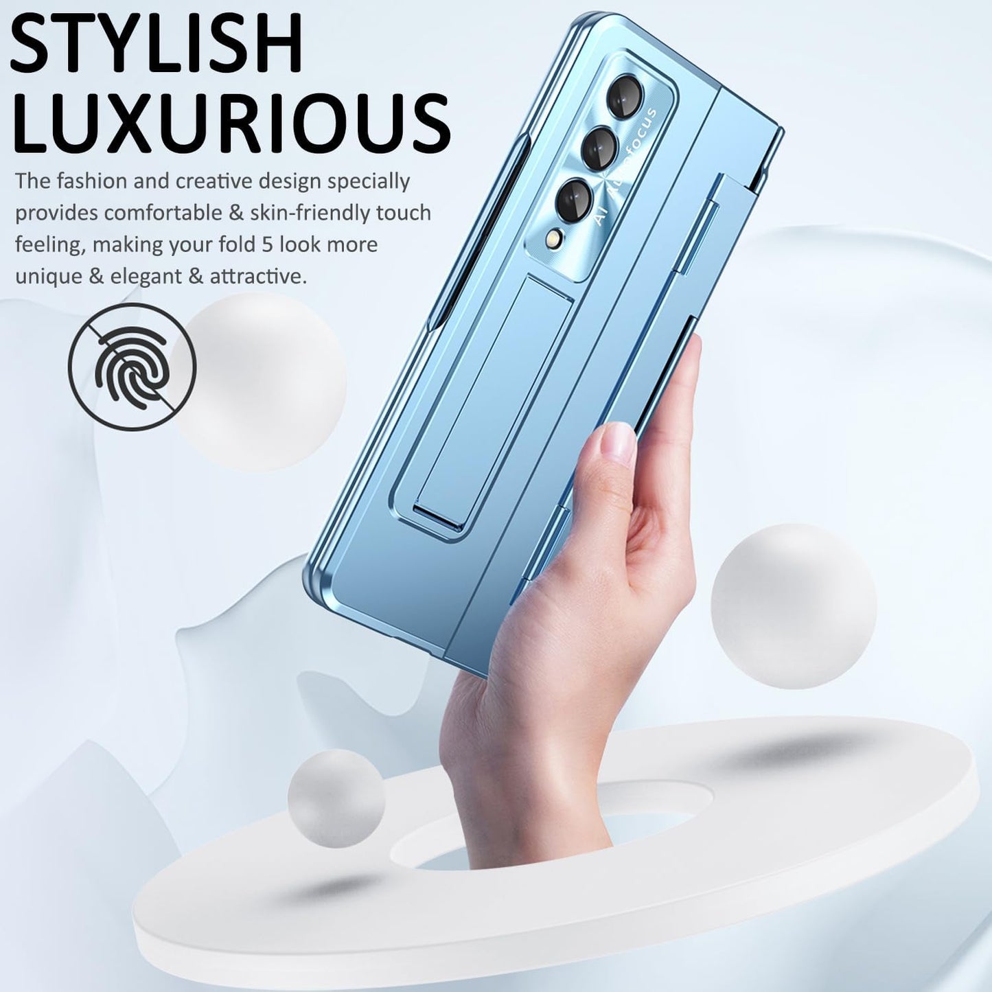 Miimall Compatible Samsung Galaxy Z Fold 5 Case, with Upgraded Hinge Protection + Camera Lens Film + Front Screen