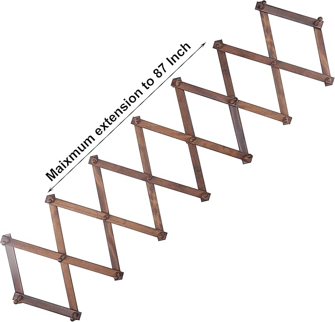 SKOLOO Accordion Wall Hanger with 22 Hooks, Modern Expandable Coat Rack Hat Rack for Wall, Solid Wooden, Walnut Color