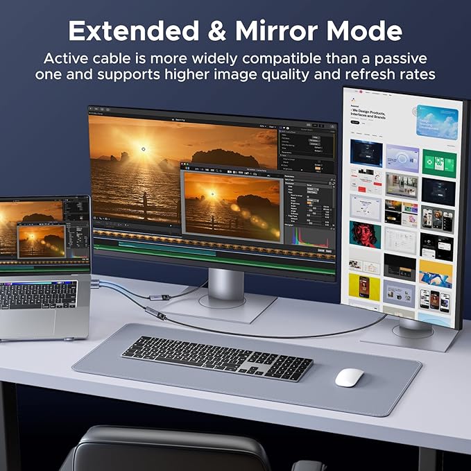 UGREEN 8K@60Hz Active Display Port to HDMI Adapter, Unidirectional DP 1.4 PC to HDMI 2.1 Screen Male to Female Cable, 4K@240Hz/2K@240Hz for Desktop, Projector Compatible with AMD, NVIDIA, 0.66FT