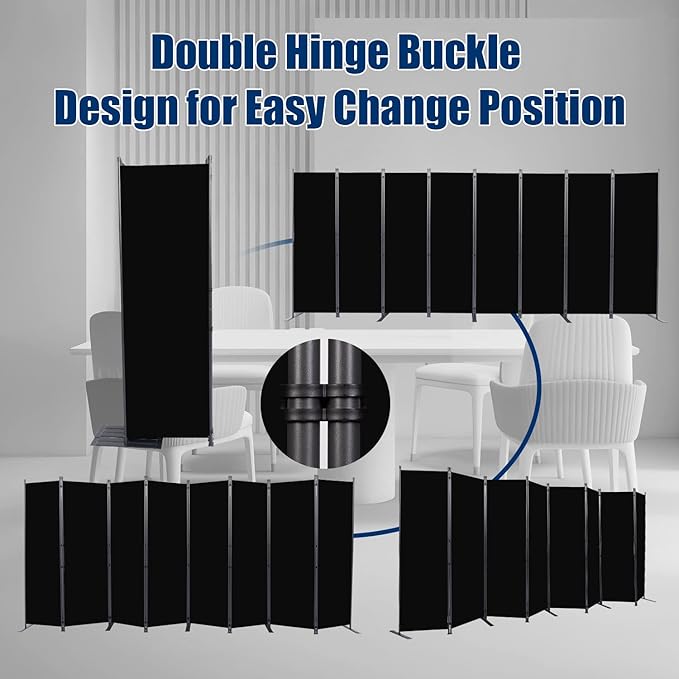 Room Divider 6FT Portable Room Dividers and Folding Privacy Screens, 176'' W Fabric Divider for Room Separation, 8 Panel Partition Room Dividers Freestanding Wall Divider Screen for Dorm Studio Office
