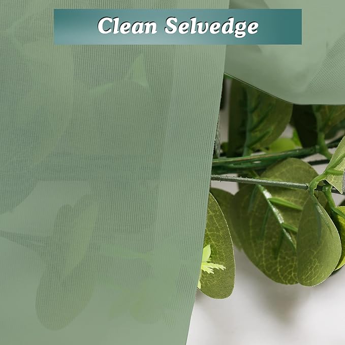 Chyhomenyc Sage Green Sheer Scarf Valances for Windows 216 Inch Extra Long, Window Scarf Drapes Rod Pocket Backdrop for Wedding Arch Draping/Party/Canopy Bed/Living Room, 2PC, 18 Feet Length