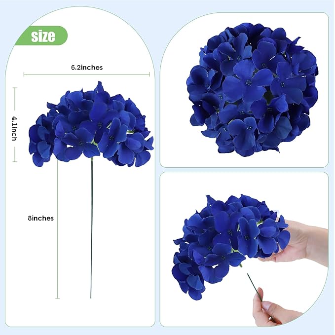 AVIVIHO 65Pcs Royal Blue Flowers Hydrangea Artificial Flowers Bulk Realistic Fake Hydrangeas Silk Flowers with Stems for Home,Weddings,Party,Table Centerpieces,Father's Day,Baby Shower Decor