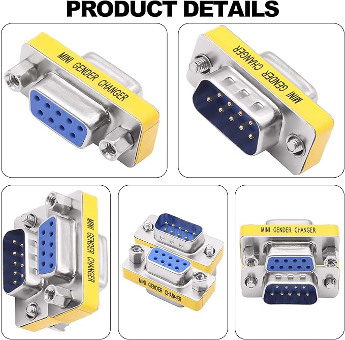 DB9 Gender Changer Solderless Connector Male to Female Adapter Mini RS232 D-SUB 9 Pin Serial Cable Coupler-4pcs
