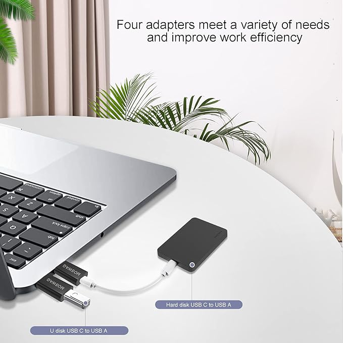 MOSWAG 2 Packs USB C to USB Adapter USB Male to Type C Female Adapter Type C Adapter Black Compatible with Apple MagSafe Charger,iMac,MacBook Pro,MacBook,Laptops,PC,Computers and More