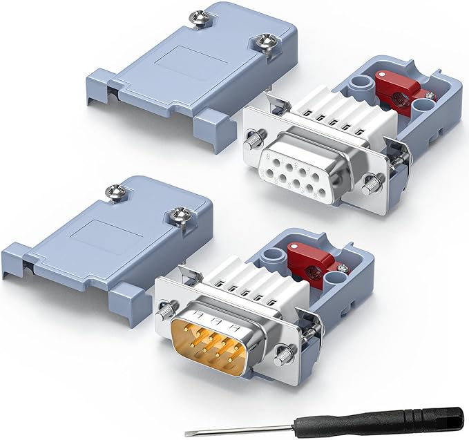 2Pack DB9 Male+Femal Breakout Serial Adapters,Solderless RS232/RS485/RS422 Screw Connectors D-SUB 9-pin Female Adapter to Terminal Connector Signal Module with Screwdriver