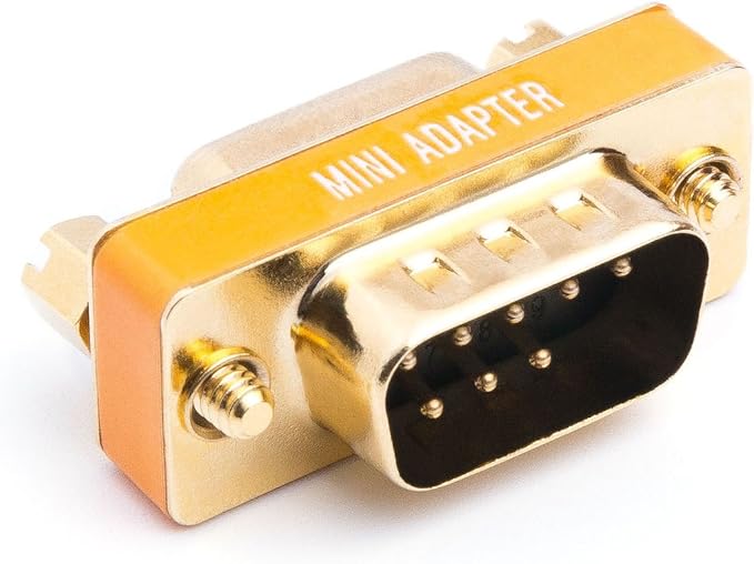 DB9 Null Modem Adapter Male to Female Slimline Data Transfer Serial Port Adapter Gold Plated 2 Pack