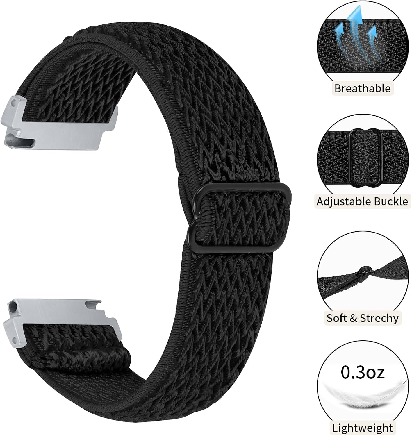 RuenTech 2 Pack Elastic Bands for OYV TGW008/Kuizil T70 Smart Watch Band, Adjustable Nylon Straps Replacement
