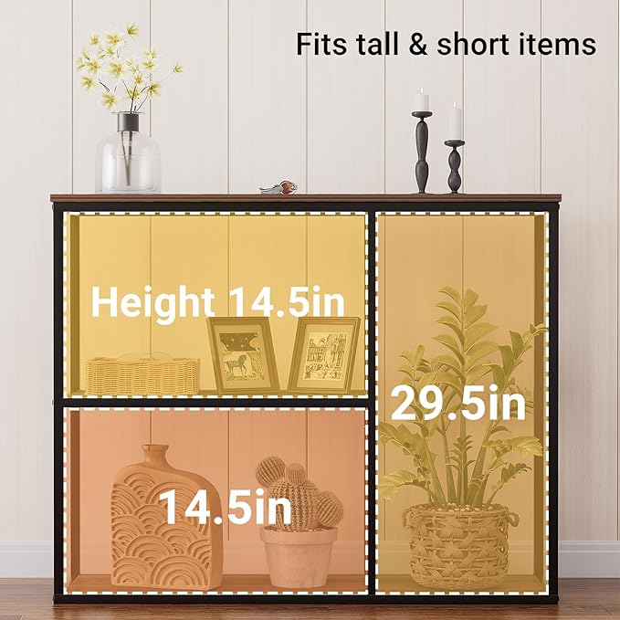 WOHOMO Console Table, Small Entryway Table with Storage Shelves 12'' Narrow Sofa Table Modern Hallway Table for Living Room 31.5" x12''x31.5'' Walnut