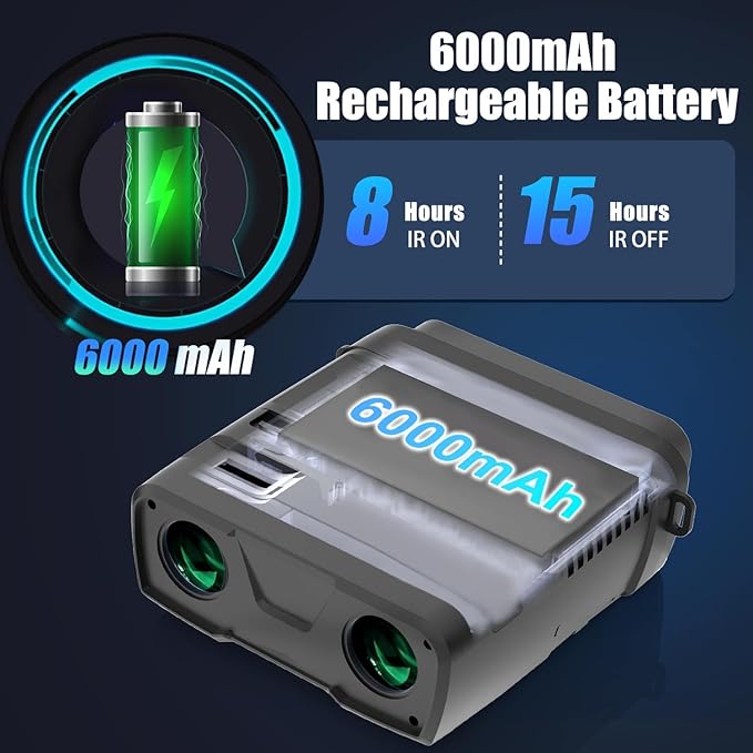 Night Vision Goggles, True 4K Full-Color Night Vision Binoculars, Built-in Powerful Focusable IR, 6000mAh Rechargeable Battery, Super Large Display, Long Viewing Range, Free 64GB Card (Silver)