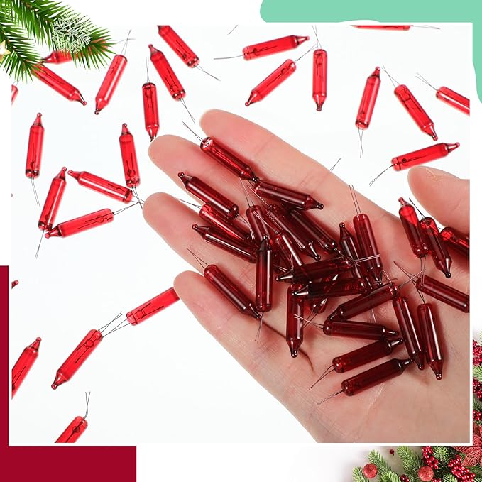 Mudder 200 Count 2.5V Christmas 50/100/150/200 Count Mini Incandescent Wire String Lights Replacement Bulbs Indoor/Outdoor Christmas Lights Decorations for Home Xmas Tree(Red)