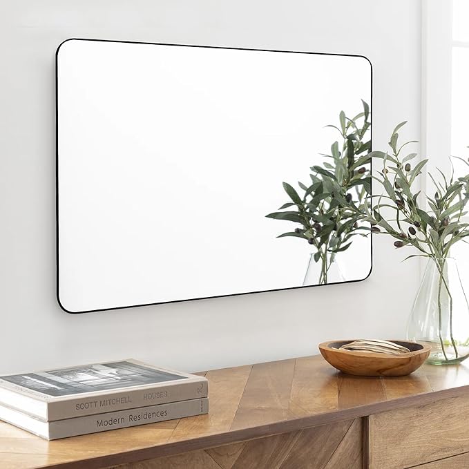 CULER Black Bathroom Wall Mirror,30 x 40 Inch Large Rectangle Vanity Modern Tempered Glass Mirror for Bedroom,Living Room,Entryway (30x40 Inch, Black)
