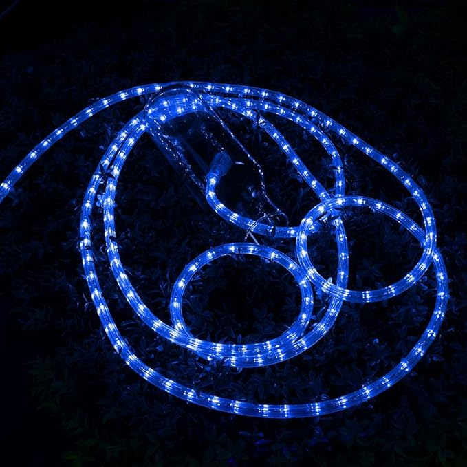 Brizled Blue Rope Lights, 18ft 216 LED Rope Lights Waterproof, 120V ETL Listed Plugin Blue Light Connectable with Clear PVC Tube, Indoor/Outdoor Christmas Lighting for Backyard Garden Patio Christmas