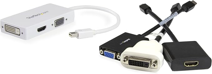 StarTech.com Travel A/V Adapter: 3-in-1 Mini DisplayPort to VGA DVI or HDMI Converter - White (MDP2VGDVHDW)