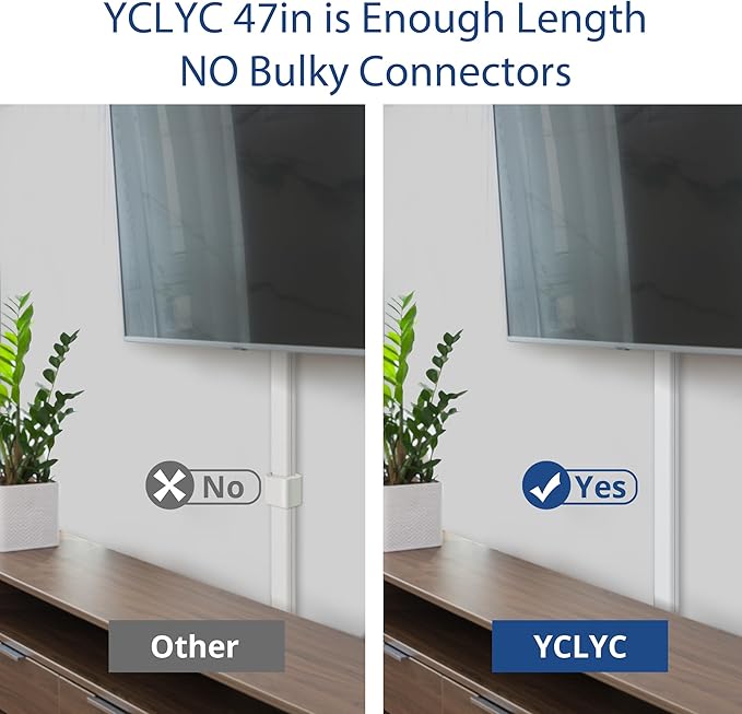 47in TV Cord Hider, YCLYC Cord Hider for Wall Mount TV, Large Cable Hider, Paintable Wire Covers for Cords, Cable Management Cord Organizer, Wire Hiders for TV on Wall 3*L15.7in W2in H0.7in, White
