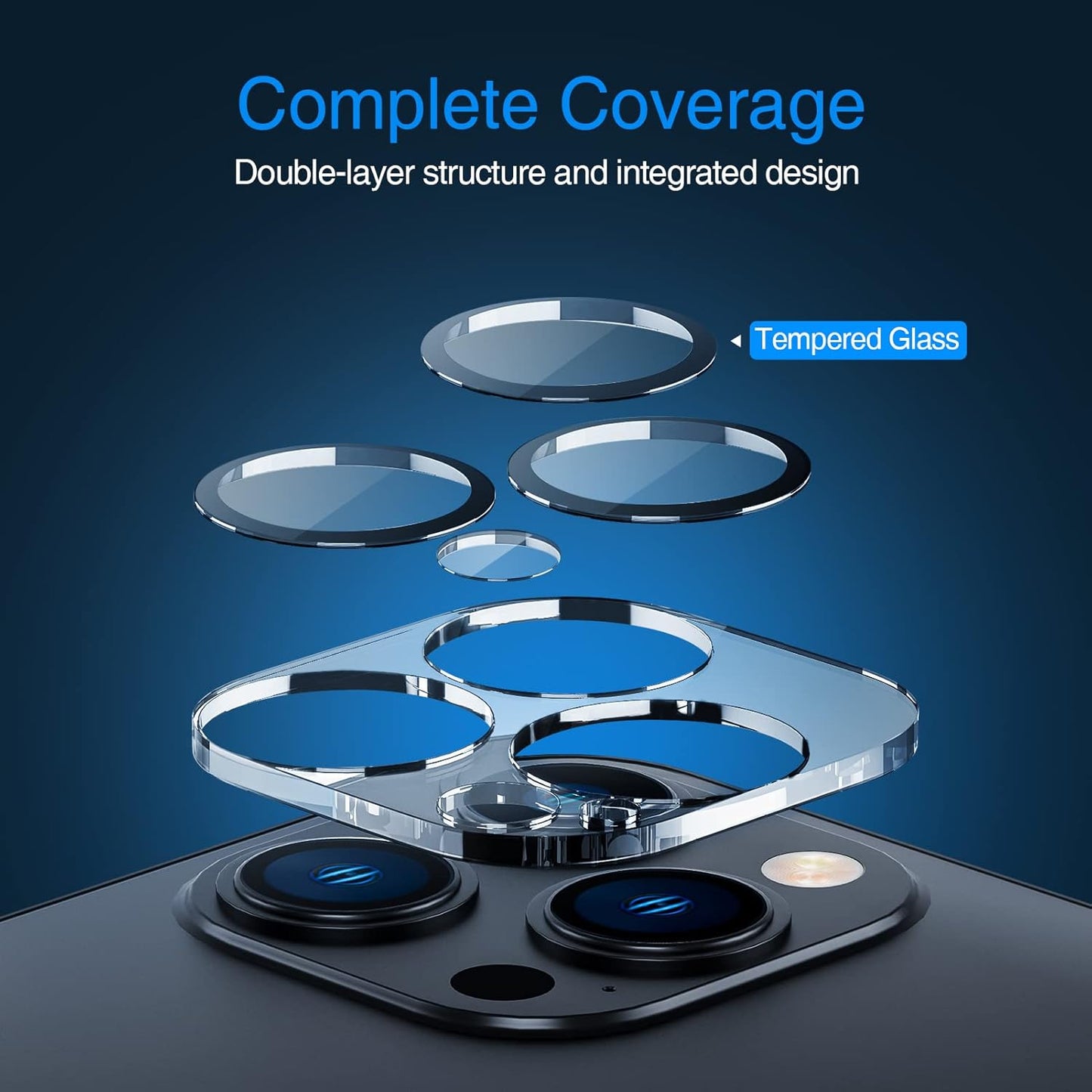 ORIbox Camera Lens Protector for iPhone 13 Pro Max and iPhone 13 Pro, 3 Packs Tempered Glass Protectors,