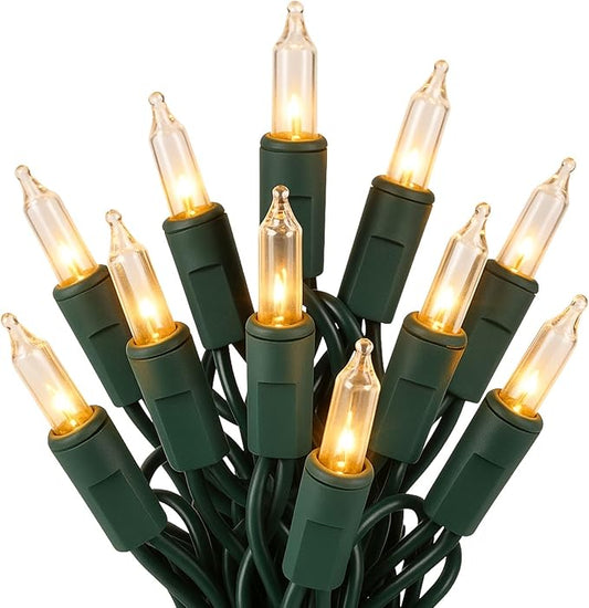 koopower 36ft 100 LED Battery Operated Christmas Lights with Timer (8 Modes), IP65 Waterproof for Christmas Tree, Green String, Warm White