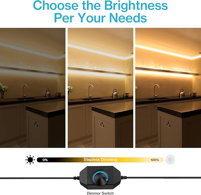 Olafus 16.4ft LED Strip Lights Warm White Dimmable, LED Rope Light Kit 12V Flexible Under Cabinet Lighting Strips, 5m 300 LEDs 2835, 3000K Bright Led Lights for Bedroom, UL Listed Plug
