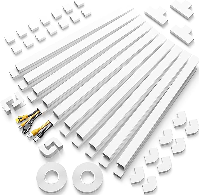 Delamu Cable Hider, 315in Cord Covers for 2-3 Wires on Wall, TV Cord Hider Wall, Paintable Wire Hiders Wire Covers for TV Cords on Wall, Easy Mount Cable Cover Raceway Kit, W0.95 H0.55in, White
