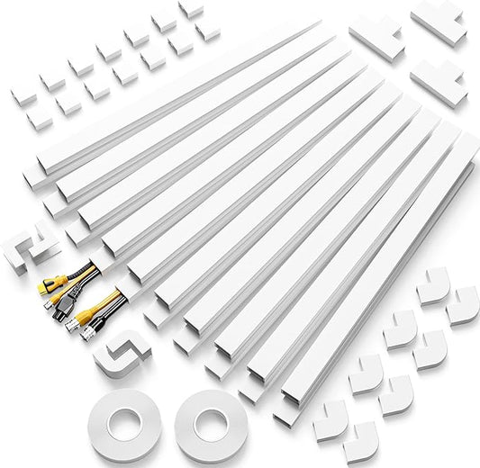 Delamu Cable Hider, 315in Cord Covers for 2-3 Wires on Wall, TV Cord Hider Wall, Paintable Wire Hiders Wire Covers for TV Cords on Wall, Easy Mount Cable Cover Raceway Kit, W0.95 H0.55in, White