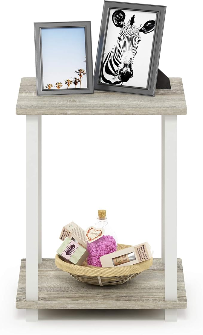 Furinno SIMPLISTIC Side Table Set of 2, 2-Tier End Table, Nightstand, Night Stand, Bedside Table, Easy Assembly, for Living Room, Bedroom, Sonoma Oak