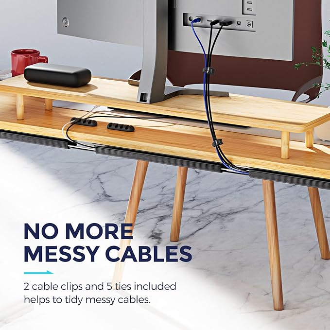 Delamu 2 Pack Safe & Tidy Cable Management Solution - Protect Kids & Pets with Home & Office Cable Management Under Desk, Cable Organizer, Cable Management Kit, Cord Organizer for Desk, 15.7in x 2