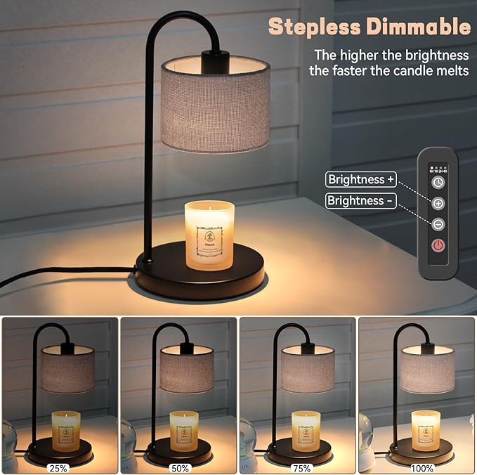 Candle Warmer Lamp with Timer, Dimmable Candle Wax Warmer Electric Candle Lamp for Scented Candles with 2 Bulbs, House Warming Gifts Christmas Gifts for Women Bedroom Home Decor - Gray