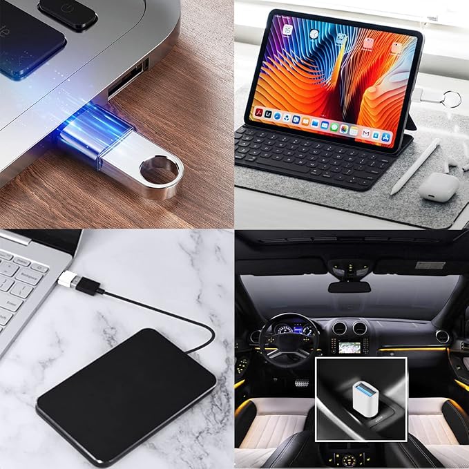 USB C to USB Adapter 4 Pack, USB Female to USB C Male OTG Adapter, USB Type C Adapter Compatible with MacBook Pro, iPhone 17/16/15, Samsung Galaxy, iPad, Type-C Phones, Laptops, Tablets (White)