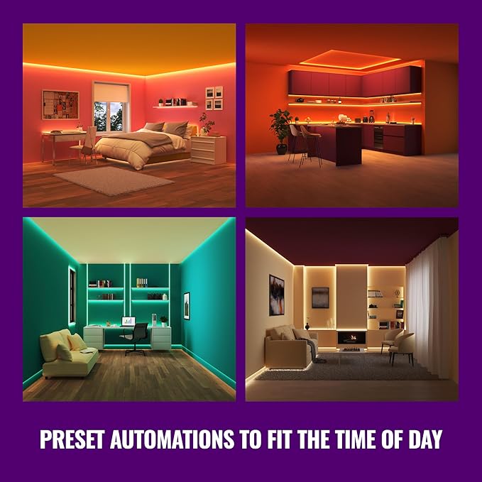 WiZ Connected Smart Light Strip - Sunset to Sunrise Automation + Preset Light Modes + Control with Voice or App, Full Color RGB, 100 ft Cut to Fit