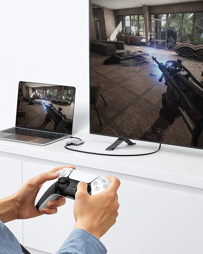 Dual HDMI Adapter for 2 Monitors Extended Display 1 in 2 Out, USB C to HDMI Splitter for Laptop MacBook Pro/Air, Support 4K@30Hz Double Monitors or 4K@60Hz Single Monitor