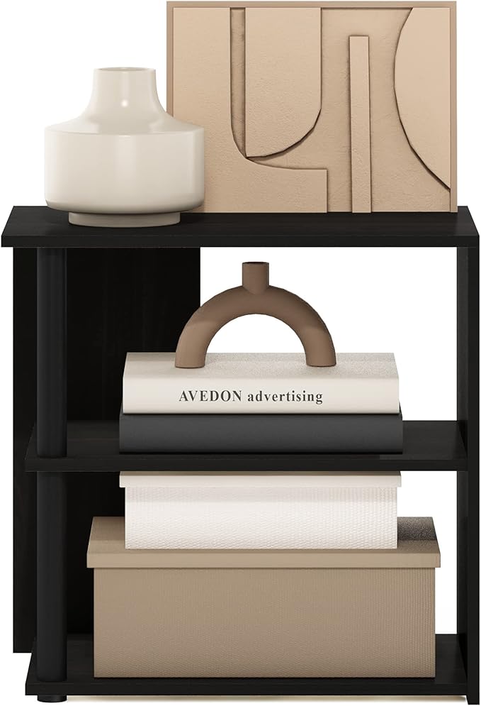 Furinno Romain Side Table, 2-Tier End Table with Open Shelf, Night Stand, Bedside Table, for Living Room, Bedroom, Espresso