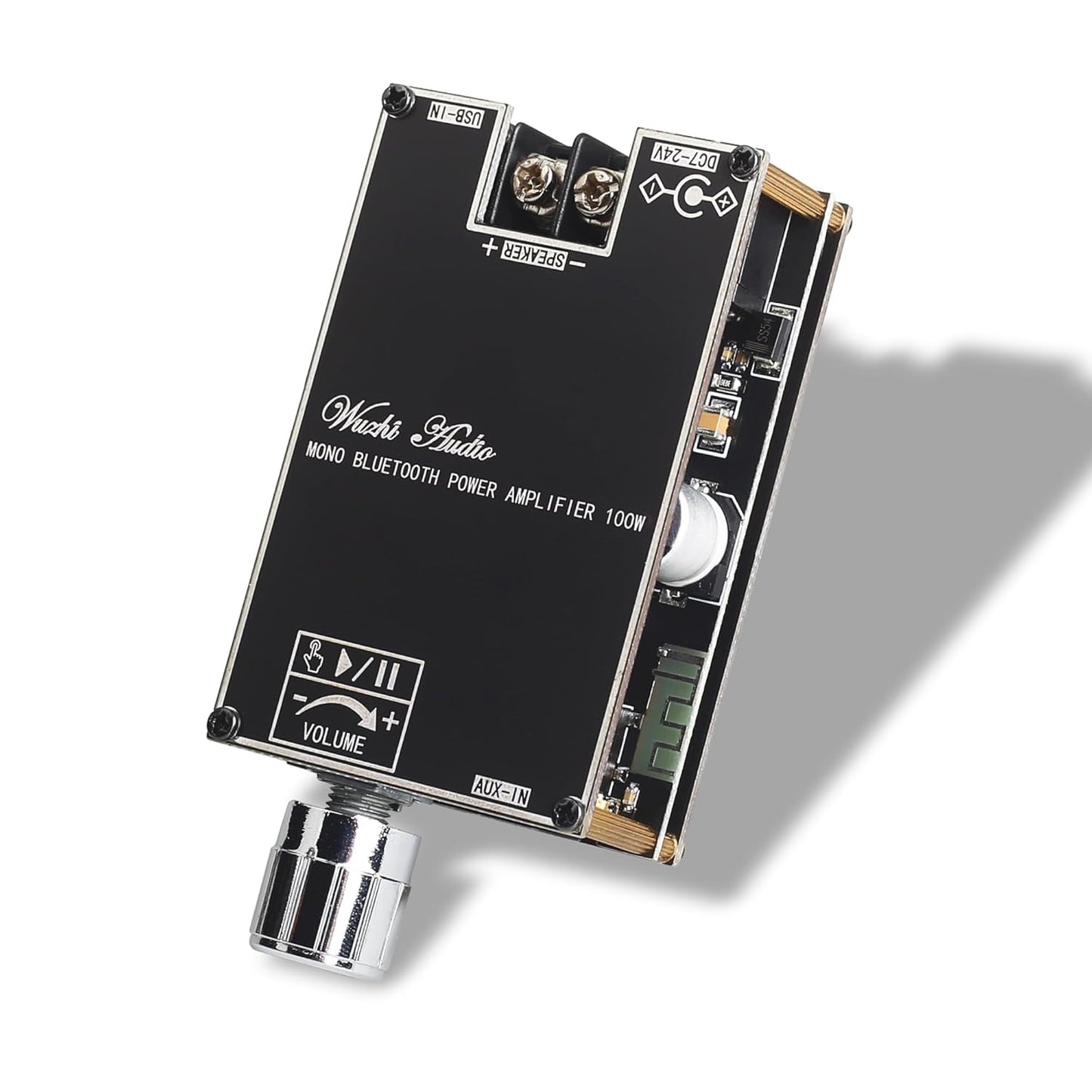 ZK-1001B Mono Bluetooth Amplifier Board with TPA316D2 Chip, Wide Voltage Input 12-24V, Peak Output Power 100W, Black