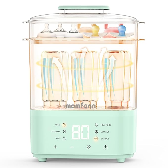 Bottle Sterilizer and Dryer, All-in-One Electric Steam Sterilizer Bottle Sanitizer for Baby Bottles, Pump Parts Accessories Newborn Essential (Green)