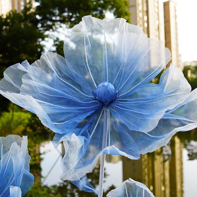 Giant Flowers for Decoration,66.9" Tall Floor Standing Life Size Silk Flower Decor - 3 Large Artificial Flowers with Stand for Wedding Reception, Party Banquet Background, Home Decor