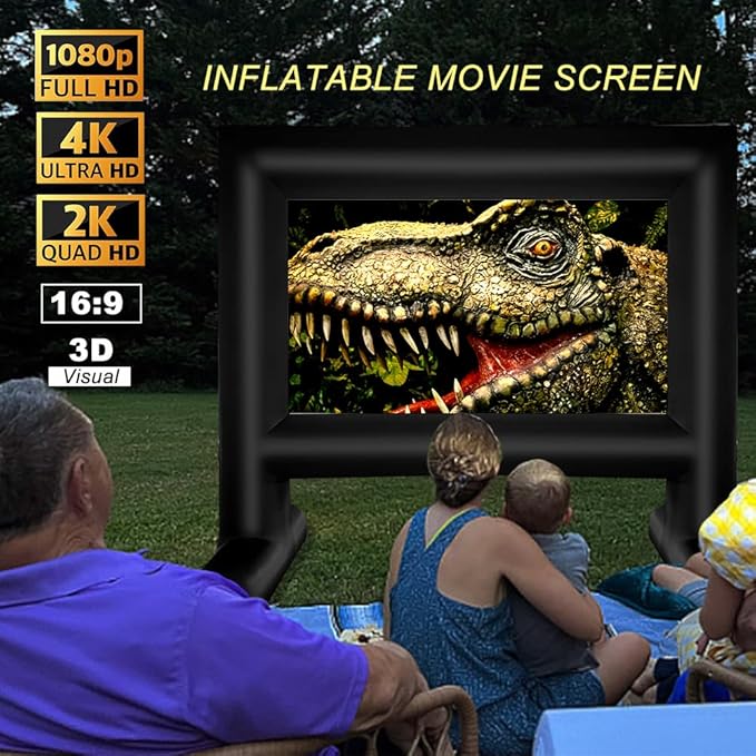 14ft Inflatable Projector Screen, Outdoor Movie Screen with Air Blower and Carry Bag, Blow Up Screen for Backyard Movie Parties, Theme Parties