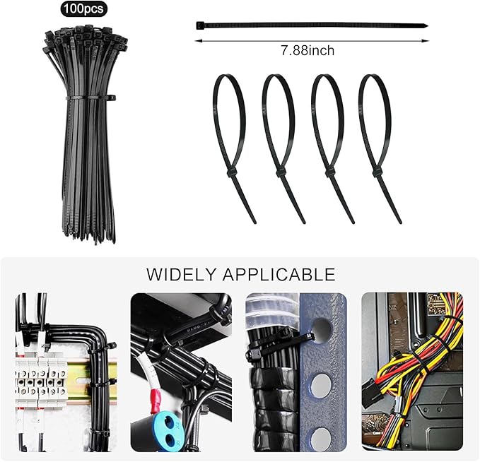 137PCS Cable Management Kit 4 Cable Sleeve Split 100 Cable Zip Ties 10 Cable Clips 15 Adhesive Wall Cable Tie 10 Cable Zip Tie for TV Computer Office Home Under Desk