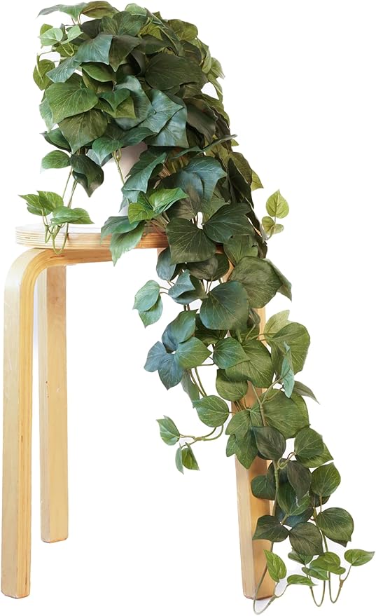 Retrograde 32" Realistic Fake Pothos Ivy Plant Silk Artificial Plant for Aesthetic Home Decor Indoor (Dark Green)
