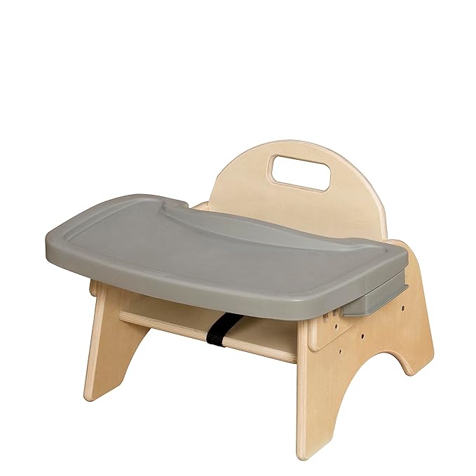 Montessori 5" H Wooden Baby Low Chair with Removable Tray & Safety Harness, Infant Chair with Modern Wood Design [ Fully Assembled]