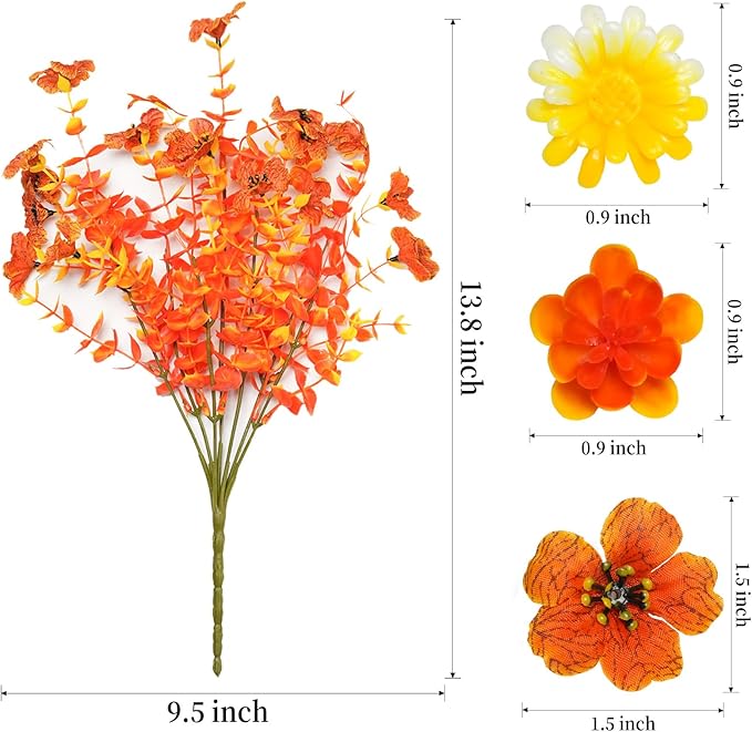 Artificial Fake Mums Flowers Plants for Outdoors Autumn Fall Decoration,16 Bundles Faux mums Mix Silk Glory UV Sun Resistant, Realistic Fall Flowers for Planter Porch Patio Yard Balcony Home Decor