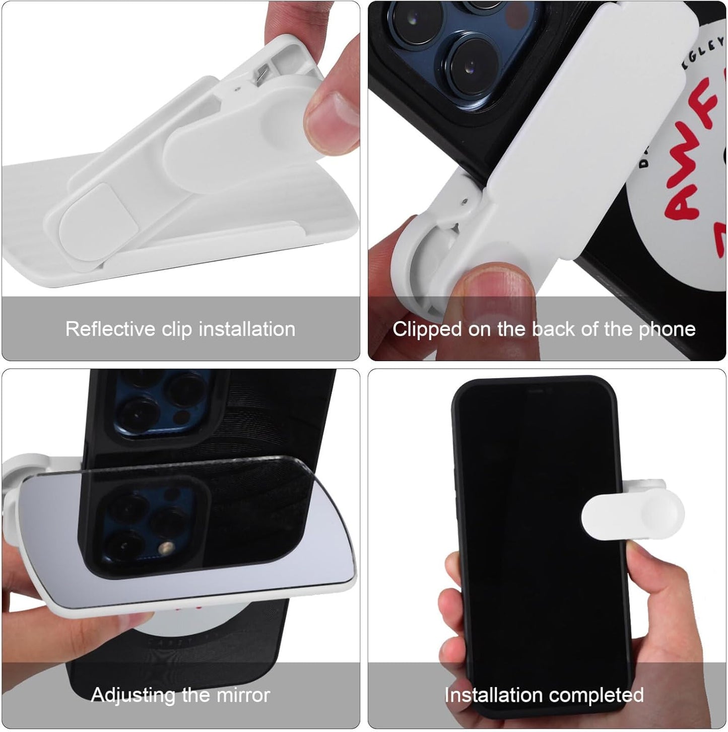 Gatuida Smartphone Camera Mirror Reflection Clip Kit, 2PCS Adjustable Phone Camera Mirror Kit for Photography