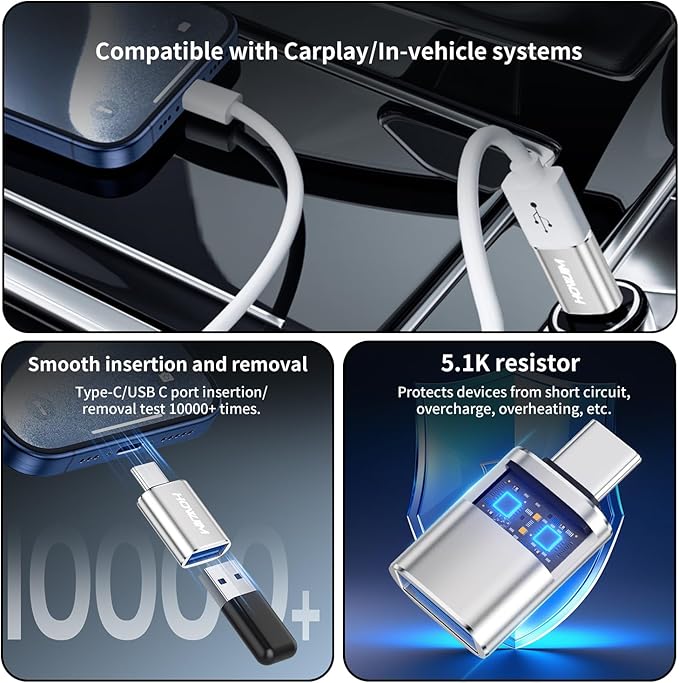 USB C to USB Adapter 4 Pack,3A 100W Fast Charging 10Gbps Data Transfer,Type-C Male to USB 3.2 Female OTG Adapter for M-acBook Pro/Air,Phone15 16 17,Pad,G-alaxy,X-Peria,S-urface,D-ell XPS Silver