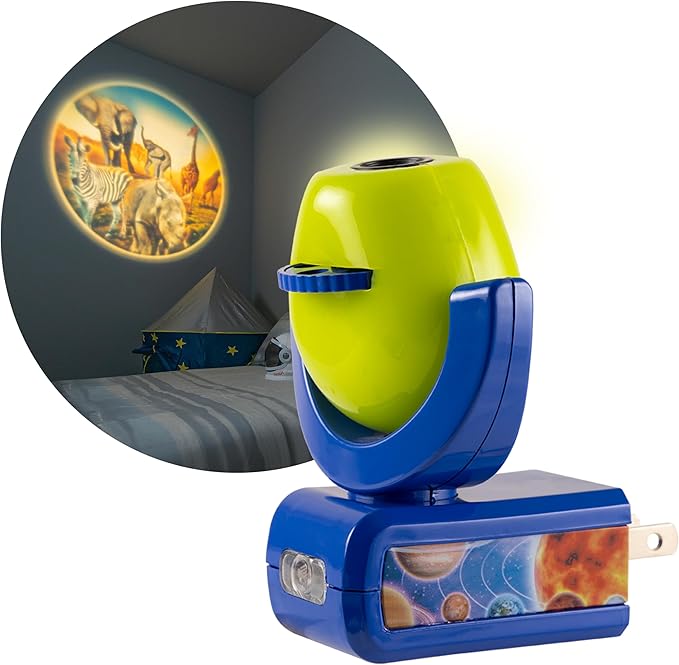Projectables Six Image LED Plug-In Night Light, Light Sensing, Auto On/Off, Projects Solar System, Earth, Moon, Safari, Aquarium, and Coral Reef on Ceiling, Wall, or Floor 13347