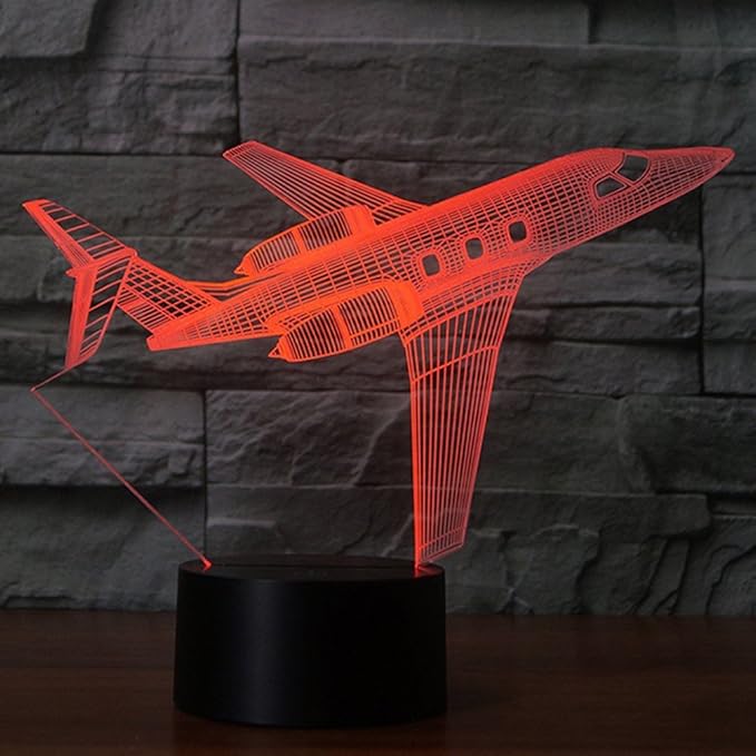 Creatively 3D Plane Lights LED Airplane Night Light, YKLWORLD 3D Aero Plane Illusion Table Lamp with 7 Colors and USB Powered, Best Bedroom Decor Toys Gifts for Kids Children Birthday