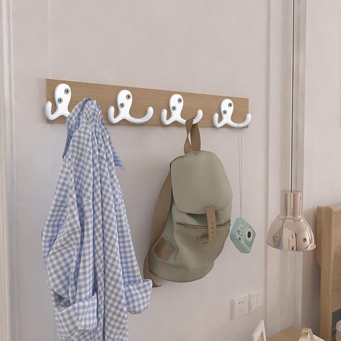 IBosins 20 Pack Heavy Duty Coat Hooks Wall Mounted with 40 Screws Wall Hooks Retro Double Prong Hooks Utility Hooks for Coat, Scarf, Bag, Towel, Key, Cap, Cup, Hat