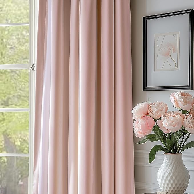 Lazzzy Velvet Blackout Curtains Thermal Insulated Room Window Drapes Super Soft Luxury Curtains for Living Room Bedroom Rod Pocket 2 Panels, Dusty Pink, 52" W x 84" L
