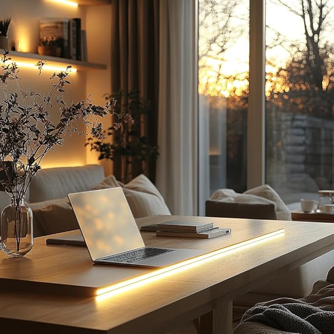 Short Led Strip Lights 5V USB LEDs Display Cabinet Lighting USB 8mm Small COB LED Strip Light 4000K Warm White Not Dimmable Flexible led for Home DIY TV Lights Indoor Use (3.28FT /1M)